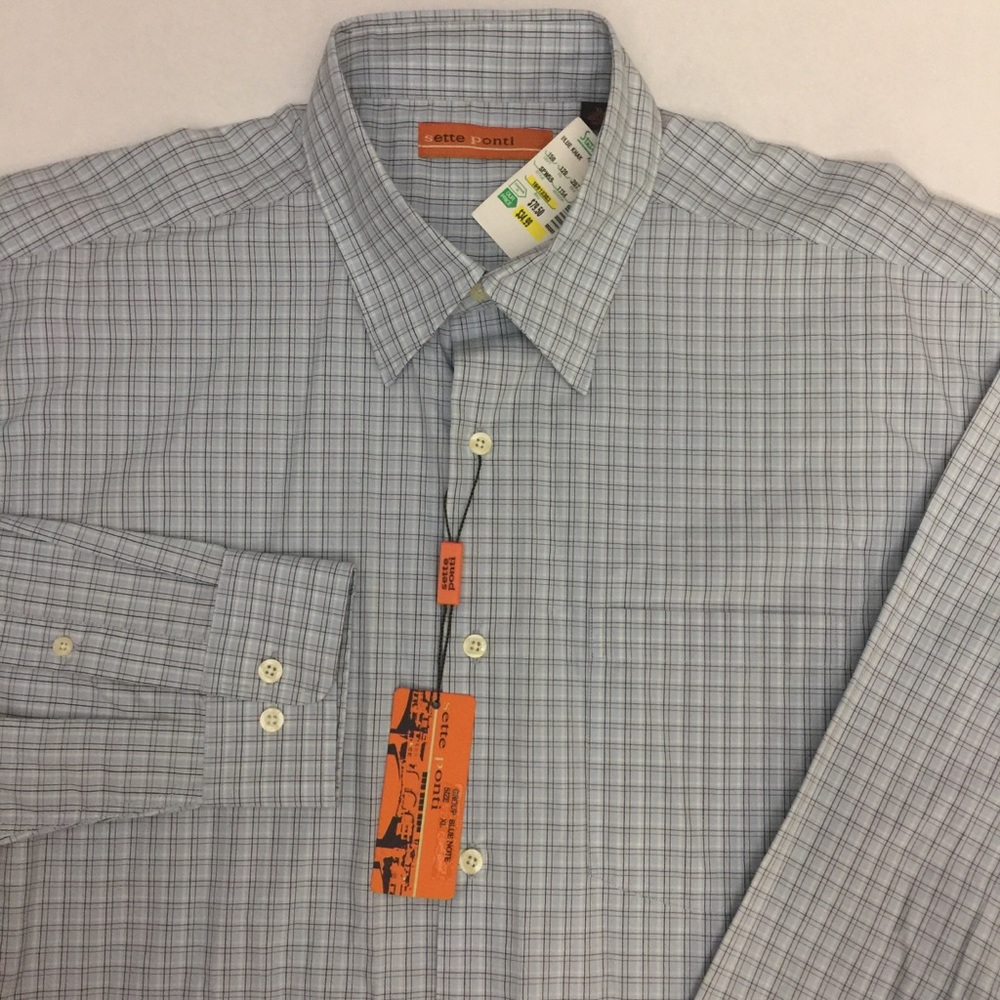NWT Sette Ponti Mens Dress Shirt Checkered X69